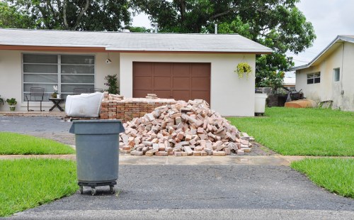 Residential garage being cleared by professionals